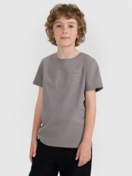 4F T-shirt regular z nadrukiem chłopięcy - szary 164 (13-14 lat). Szare t-shirty dla chłopców 4f, bez wzorów, z bawełny, bez ramiączek. Za 39.99 zł.