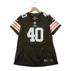 Second life - Koszulka damska NFL Cleveland Browns Nike - Jak nowy. Brązowe koszulki sportowe damskie Nike, l, bez wzorów, bez kołnierzyka, bez ramiączek, do piłki nożnej. Za 149.06 zł.