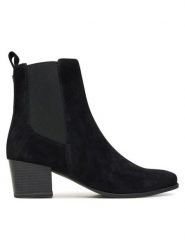 Caprice Botki 9-25304-45 Czarny. Czarne botki damskie Caprice, ze skóry, bez obcasa, na słupku, bez zapięcia. Za 489.99 zł.