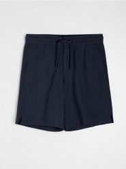 Szorty z domieszką lnu - granatowy. Niebieskie szorty męskie Sinsay, m, bez wzorów. Za 39.99 zł.