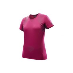 Koszulka trekkingowa krótki rękaw TREK 100 damska. Czerwone t-shirty damskie FORCLAZ, s, bez wzorów, z elastanu, bez kołnierzyka. Za 59.99 zł.
