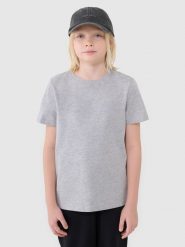 4F T-shirt regular gładki chłopięcy - szary 152 (11-12 lat). Szare t-shirty dla chłopców 4f, bez wzorów, z bawełny, bez ramiączek. Za 29.99 zł.