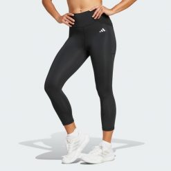 Legginsy Optime Essentials Stash 3/4. Czarne legginsy damskie Adidas, xs, bez wzorów, z materiału, na fitness i siłownię. Za 179.00 zł.