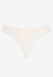 Białe Prążkowane Majtki Stringi z Bawełny Tesivia. Białe stringi damskie Renee, l, bez wzorów, z bawełny. Za 4.99 zł.