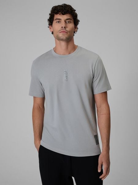 4F T-shirt regular z nadrukiem męski - szary M. Szare koszulki sportowe męskie 4f, m, z aplikacjami, z bawełny, klasyczne, bez kołnierzyka. Za 69.99 zł.