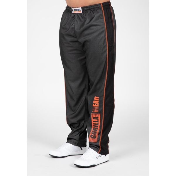 Wallace Mesh Spodnie - Szary/Pomarańczowy. Brązowe spodnie sportowe męskie GORILLA WEAR, l, bez wzorów, z meshu, na fitness i siłownię. Za 239.00 zł.