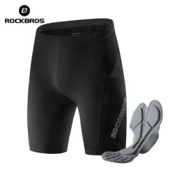 Spodenki rowerowe z wkładką 3D i kieszeniami bocznymi ROCKBROS. Czarne szorty męskie ROCKBROS, l, bez wzorów, z elastanu. Za 192.16 zł.