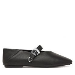 Baleriny Tommy Jeans. Czarne baleriny damskie Tommy Jeans, bez wzorów, z jeansu, bez obcasa. Za 449.99 zł.