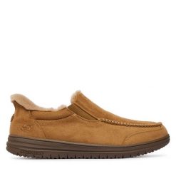Półbuty Skechers. Brązowe półbuty na co dzień męskie Skechers, bez zapięcia. Za 269.99 zł.