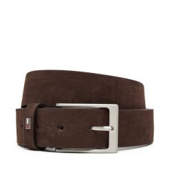 Pasek Męski Tommy Hilfiger. Brązowe paski damskie Tommy Hilfiger, bez wzorów, z nubiku. Za 229.99 zł.