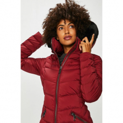 Tommy Hilfiger - Kurtka puchowa. Brązowe kurtki damskie Tommy Hilfiger, z elastanu. Za 1,499.00 zł.