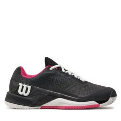 Buty do tenisa Wilson. Czarne obuwie sportowe damskie Wilson, bez wzorów, tenisowe. Za 399.99 zł.