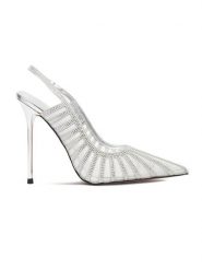 Eva Minge Szpilki EO-AVA-E373-70H-C183Y1 Srebrny. Szare szpilki damskie Eva Minge, bez wzorów, z materiału, bez obcasa, bez zapięcia. Za 239.99 zł.