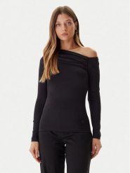 Guess Bluzka W5BP08 K1492 Czarny Slim Fit. Czarne bluzki damskie Guess, l, z aplikacjami, z syntetyku, bez kołnierzyka, bez ramiączek. Za 269.99 zł.