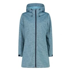 Kurtka damska z kapturem softshell CMP. Niebieskie kurtki damskie CMP, bez wzorów, z materiału, z kapturem. Za 484.60 zł.
