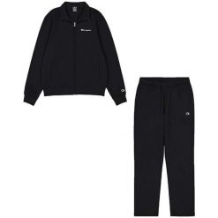 Męski dres CHAMPION, komplet bluza i spodnie, czarny. Czarne bluzy męskie Champion, m, bez wzorów, z bawełny, na fitness i siłownię. Za 180.99 zł.