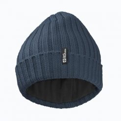 Czapka zimowa Jack Wolfskin Rib Knit. Niebieskie czapki i kapelusze męskie Jack Wolfskin, na zimę, bez wzorów, z materiału. Za 179.99 zł.