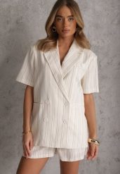 Beżowy Komplet z Wiskozą i Bawełną Szorty i Marynarka z Krótkim Rękawem Zaleria. Brązowe szorty damskie Renee, l, bez wzorów, z bawełny, biznesowe. Za 329.99 zł.