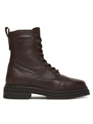 Tommy Hilfiger Trapery Th Plaque Pebble Lace Boot Warm FW0FW08767 Brązowy. Brązowe śniegowce i trapery damskie Tommy Hilfiger, ze skóry. Za 679.99 zł.