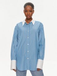 Samsøe Samsøe Koszula Salovas F24100170 Niebieski Loose Fit. Niebieskie bluzki damskie Samsøe & Samsøe, l, bez wzorów, z bawełny, bez kołnierzyka, bez ramiączek. Za 389.99 zł.