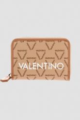 VALENTINO Beżowy mały portfel Liuto. Brązowe portfele damskie Valentino by Mario Valentino, bez wzorów. W wyprzedaży za 190.99 zł.