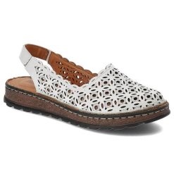 Białe Sandały Artiker Skórzane Buty Damskie. Białe sandały damskie Artiker, bez wzorów, ze skóry, bez obcasa, bez zapięcia. Za 249.00 zł.