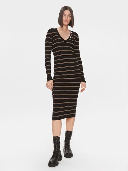 Liu Jo Sukienka dzianinowa MF3003 MS99E Czarny Slim Fit. Czarne sukienki damskie Liu Jo, xs, bez wzorów, z dzianiny, bez kołnierzyka, bez ramiączek. Za 699.99 zł.