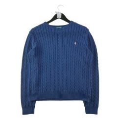 Second life - Lauren Ralph Lauren sweter damski z warkoczowym splotem - Jak nowy. Niebieskie swetry damskie Ralph Lauren, s, bez wzorów, ze splotem, eleganckie, bez kołnierzyka, bez ramiączek, bez kaptura. Za 170.36 zł.