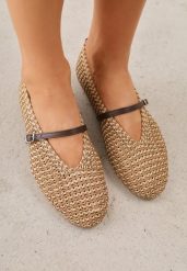 Brązowe Plecione Balerinki w Stylu Boho z Paskiem z Klamerką Eviliria. Brązowe baleriny damskie Born2be, na lato, bez wzorów, z jeansu, biznesowe, bez obcasa. Za 109.99 zł.