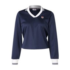 Damska koszulka polo z długim rękawem Fila Lawe. Niebieskie koszulki sportowe damskie Fila, m, bez wzorów, z materiału, bez kołnierzyka, bez ramiączek, trekkingowe. Za 230.50 zł.