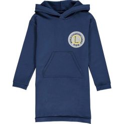 Sukienka dresowa w kolorze granatowym. Niebieskie sukienki niemowlęce Lamino, z aplikacjami, z dresówki, bez ramiączek. W wyprzedaży za 77.95 zł.