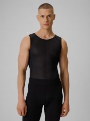 4F Potówka kolarska męska - czarna S. Czarne koszulki sportowe męskie 4f, m, bez wzorów, ze skóry, klasyczne, bez kołnierzyka. Za 119.99 zł.