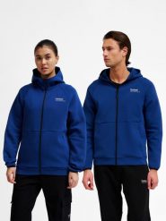 Bluza z kapturem i zamkiem błyskawicznym Hummel Tech Fleece Regular. Niebieskie bluzy damskie Hummel, xs, bez wzorów, z bawełny, z kapturem. Za 348.65 zł.