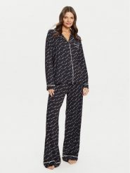 Guess Piżama O5RX08 KCIN2 Czarny Regular Fit. Czarne piżamy damskie Guess, s, z aplikacjami, bez ramiączek. Za 379.99 zł.