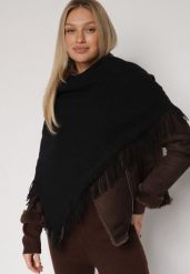 Czarny Trójkątny Szalik z Wiskozy i Bawełny z Frędzlami Vetirala. Czarne szaliki i chusty damskie Born2be, bez wzorów, z bawełny, biznesowe. Za 44.99 zł.