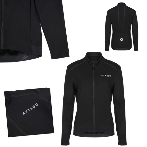 Bluza rowerowa damska ATTABO FLEERO REF ocieplana. Czarne bluzy damskie ATTABO, na jesień, l, bez wzorów, z dzianiny, bez kaptura. Za 179.99 zł.