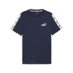 Koszulka Sportowa Męska Puma Ess+ Tape. Niebieskie koszulki sportowe męskie Puma, l, bez wzorów, z bawełny, bez kołnierzyka, bez ramiączek. Za 153.00 zł.