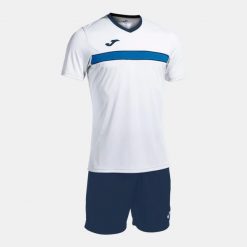 Zestaw koszulka treningowa i spodenki Joma Victory. Białe krótkie spodenki sportowe męskie Joma, l, bez wzorów, z materiału, na fitness i siłownię. Za 215.00 zł.