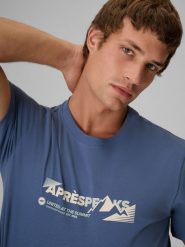 4F Чоловічий t-shirt regular з принтом - синій M. T-shirty męskie 4f, m, bez wzorów, z jersey, bez kołnierzyka. Za 799.90 zł.