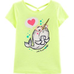 Koszulka w kolorze jaskrawożółtym ze wzorem. T-shirty i topy dla dziewczynek marki Carter´s. W wyprzedaży za 32.95 zł.