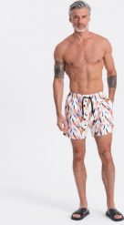 Ombre Szorty męskie kąpielówki w kolorowy print - białe V2 OM-SRBS-0140 L. Białe kąpielówki męskie Ombre, l, bez wzorów. Za 89.99 zł.