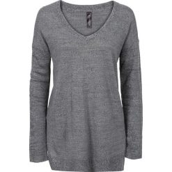 Sweter z dużym dekoltem w serek bonprix szary melanż. Swetry damskie bonprix. Za 32.99 zł.