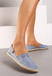 Niebieskie Espadryle Undefeatability. Niebieskie espadryle damskie Born2be, na lato, bez wzorów, z jeansu, z okrągłym noskiem, bez obcasa, na płaskiej podeszwie, bez zapięcia. Za 69.99 zł.