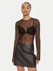 Elisabetta Franchi Body BO-004-46E2 Czarny Regular Fit. Czarne bluzki damskie Elisabetta Franchi, bez wzorów, z syntetyku, bez kołnierzyka, bez ramiączek. Za 759.99 zł.
