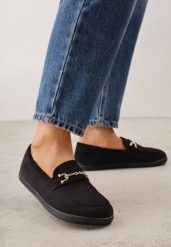 Czarne Mokasyny Barefoot z Metaliczną Klamrą Jamal. Czarne mokasyny damskie Renee, z dzianiny, eleganckie. Za 119.99 zł.