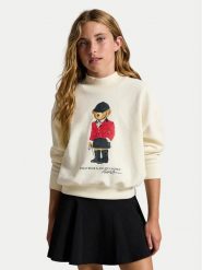 Polo Ralph Lauren Bluza 313B28482001 Kremowy Boxy Fit. Białe bluzy dla dziewczynek Polo Ralph Lauren, bez wzorów, z syntetyku, bez ramiączek, bez kaptura. Za 549.99 zł.