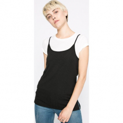 Vero Moda - Top. Czarne t-shirty damskie Vero Moda, l, bez wzorów, z bawełny, casualowe, bez kołnierzyka. W wyprzedaży za 16.90 zł.