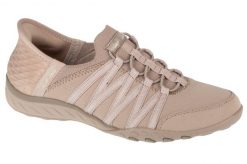 Buty sportowe Sneakersy damskie, Slip-ins: Breathe Easy - Roll With Me. Brązowe obuwie sportowe damskie Skechers, bez wzorów, z materiału, trekkingowe. Za 299.99 zł.