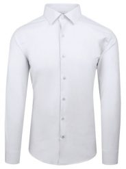 Wyszczuplona, Elegancka Koszula Męska - Victorio - Biała. Białe koszule męskie Victorio, m, bez wzorów, z bawełny, eleganckie, bez kołnierzyka, bez ramiączek. Za 149.00 zł.