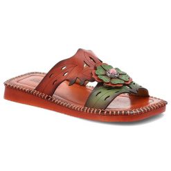 Klapki damskie Artiker, cholewka ze skóry naturalnej licowej wsuwany fason na płaskiej podeszwie, czerwone, 58C1008. Czerwone klapki damskie Artiker, bez wzorów, ze skóry, bez obcasa, na płaskiej podeszwie, bez zapięcia. Za 279.00 zł.